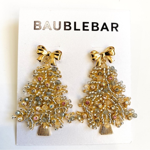 Baublebar gold Christmas tree earrings - Picture 1 of 3